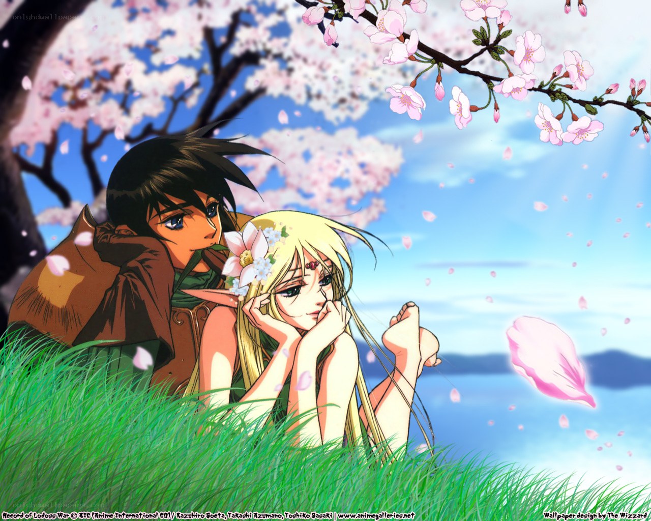 Lodoss War couple in cherry blossoms