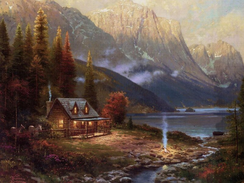 Log Cabin by Lake