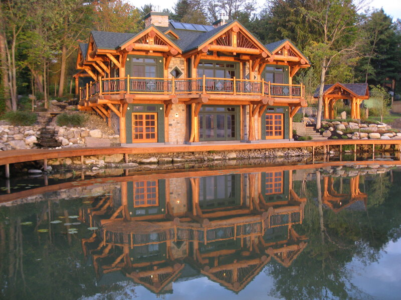 log cabin by the lake