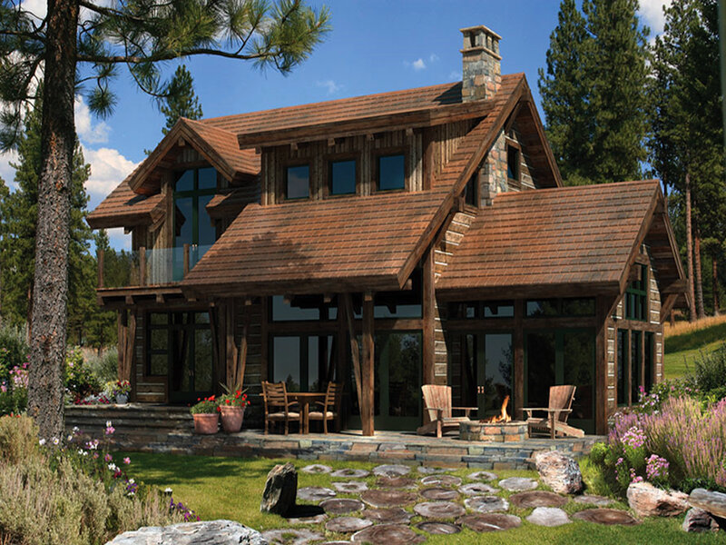 Log Cabin House — Brown, Serene, Afternoon