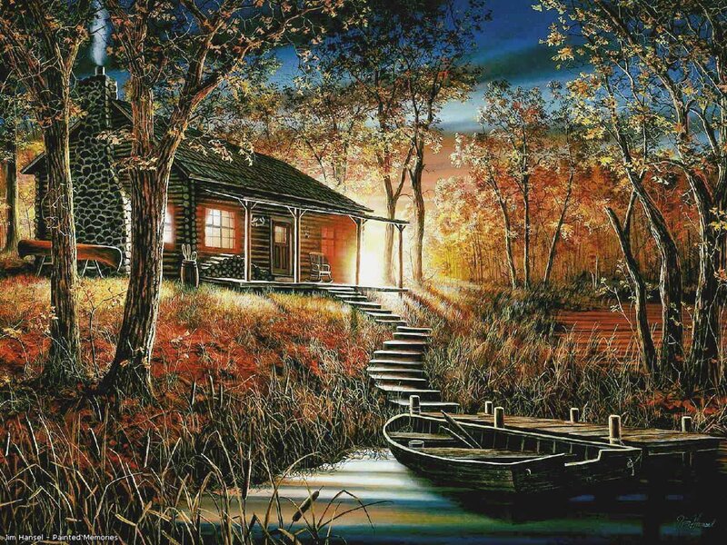 Log Cabin in Autumn — Orange