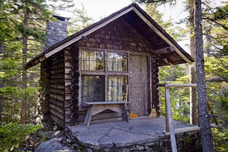 Log cabin in forest