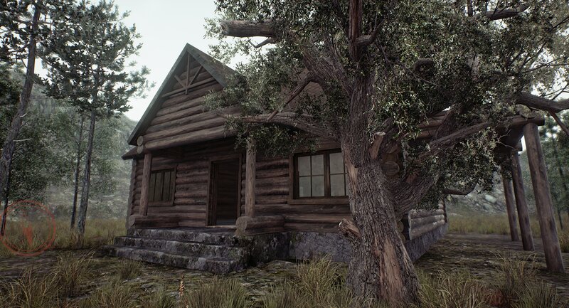 Log Cabin in Forest — Brown, Serene, Morning, 3d Render