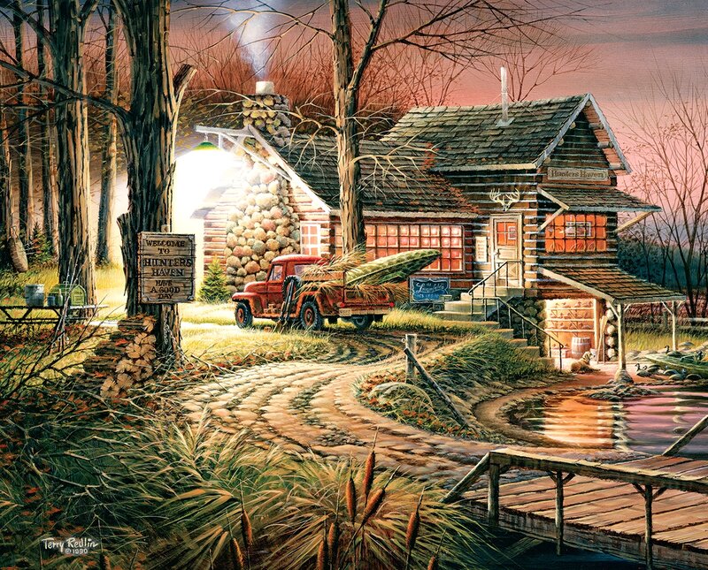 Log Cabin in Forest — Brown, Serene, Sunset
