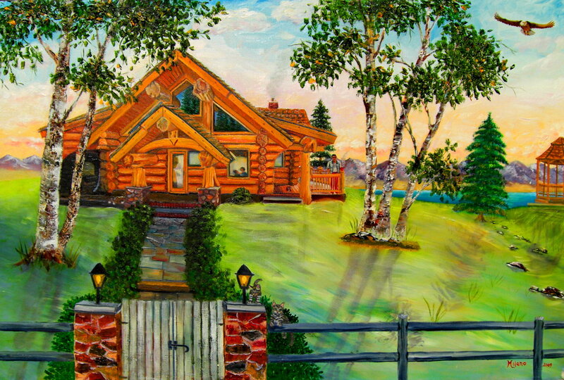 Log Cabin in Landscape