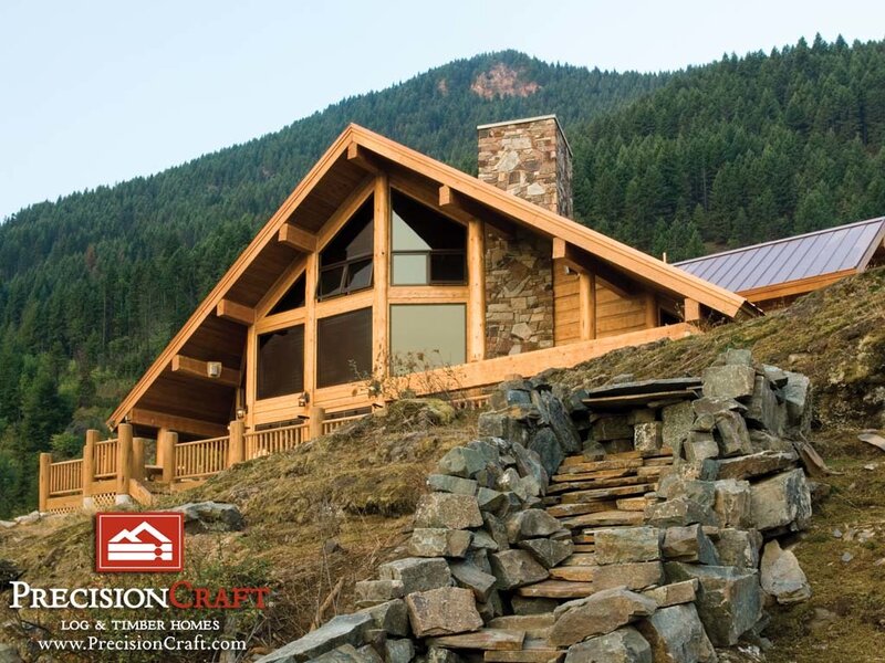 Log cabin in mountain setting