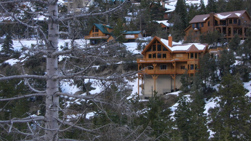Log Cabin in Snow — Brown, Serene, Winter