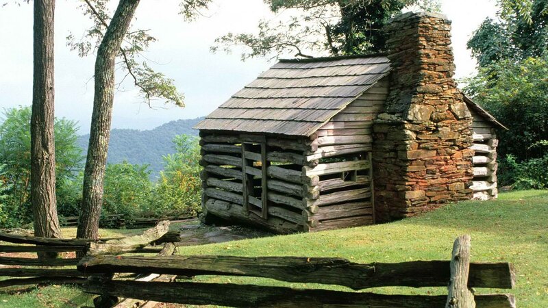 Log cabin in the mountains