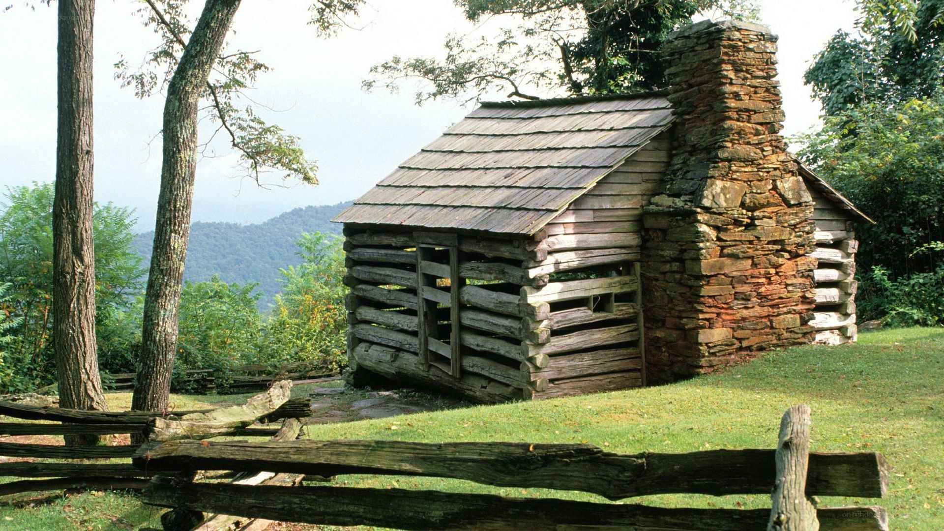 Log cabin in the mountains