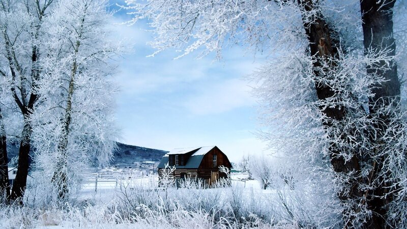 Log Cabin in Winter — Serene