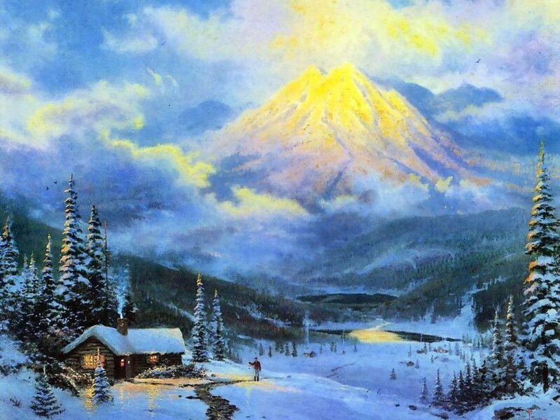 Log Cabin in Winter