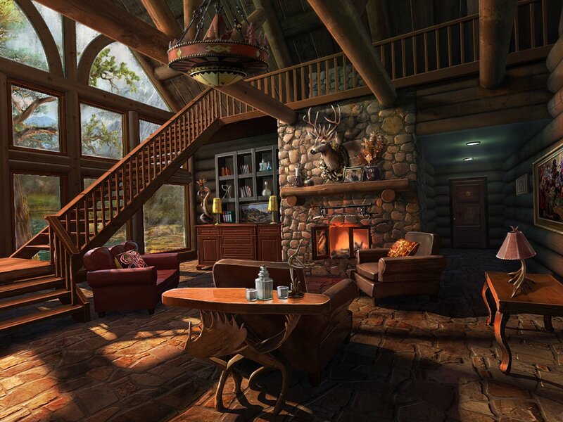 Log Cabin Interior — Brown, Cozy, Afternoon
