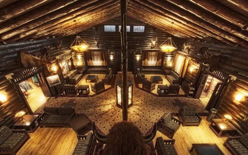 Log Cabin Interior — Brown, Cozy, Night, 3d Render