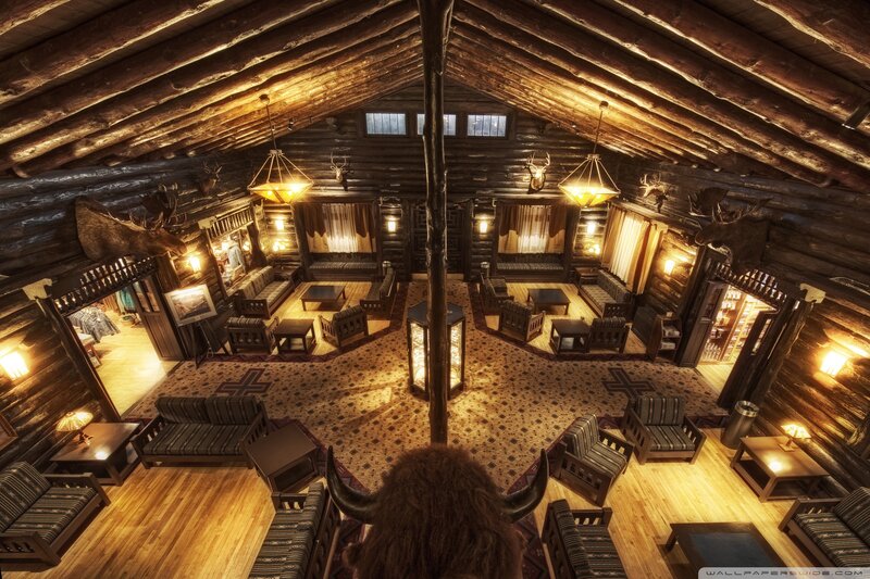 Log Cabin Interior — Brown, Cozy, Night