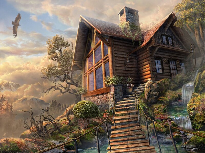 Log Cabin on Hillside — Brown