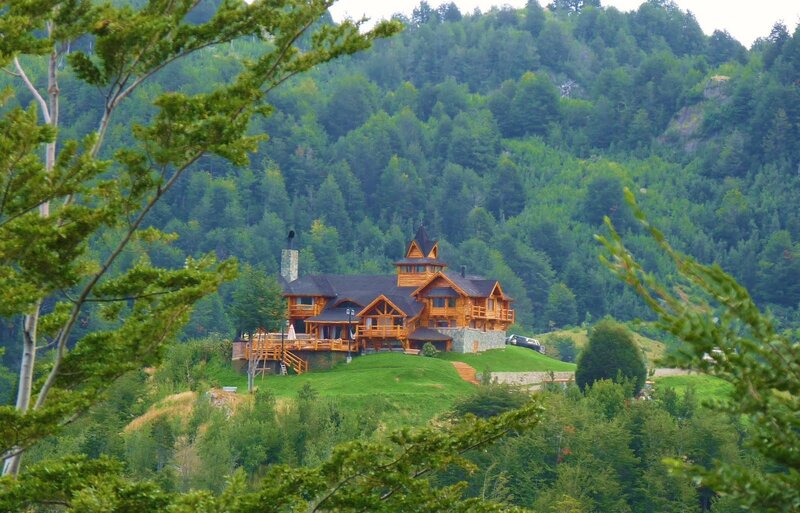 Log Cabin on Hillside — Green