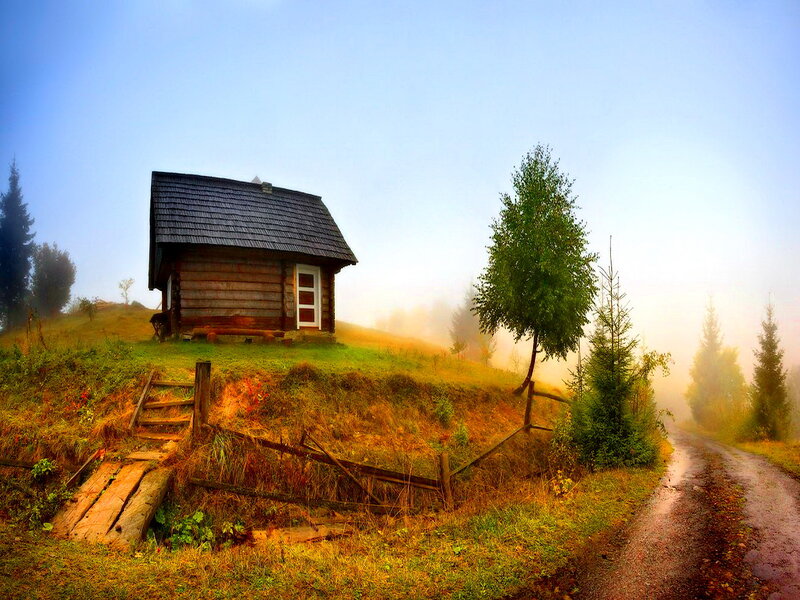Log Cabin on Hillside