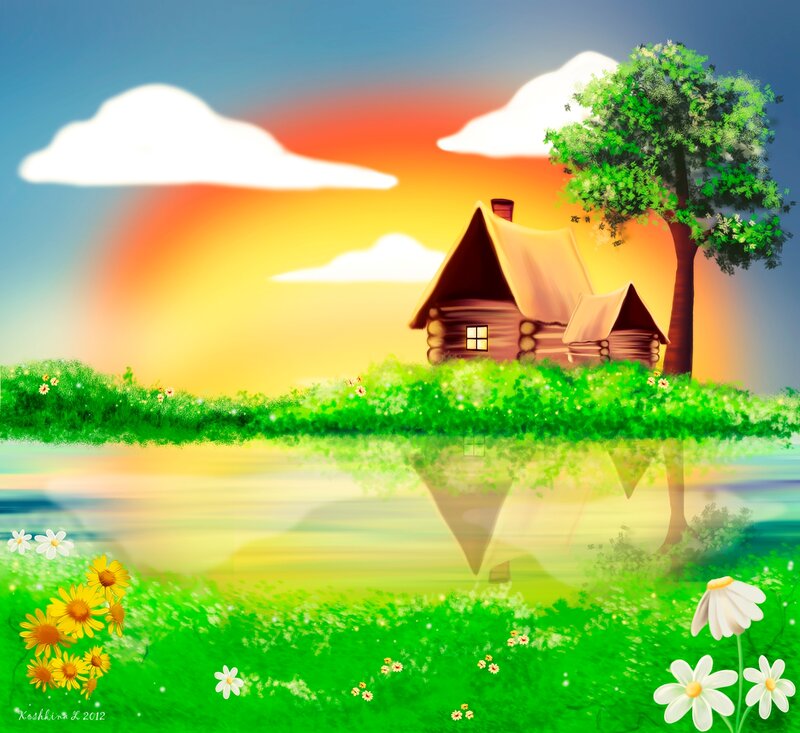 Log Cabin on Island