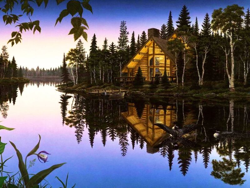 Log Cabin on Lake