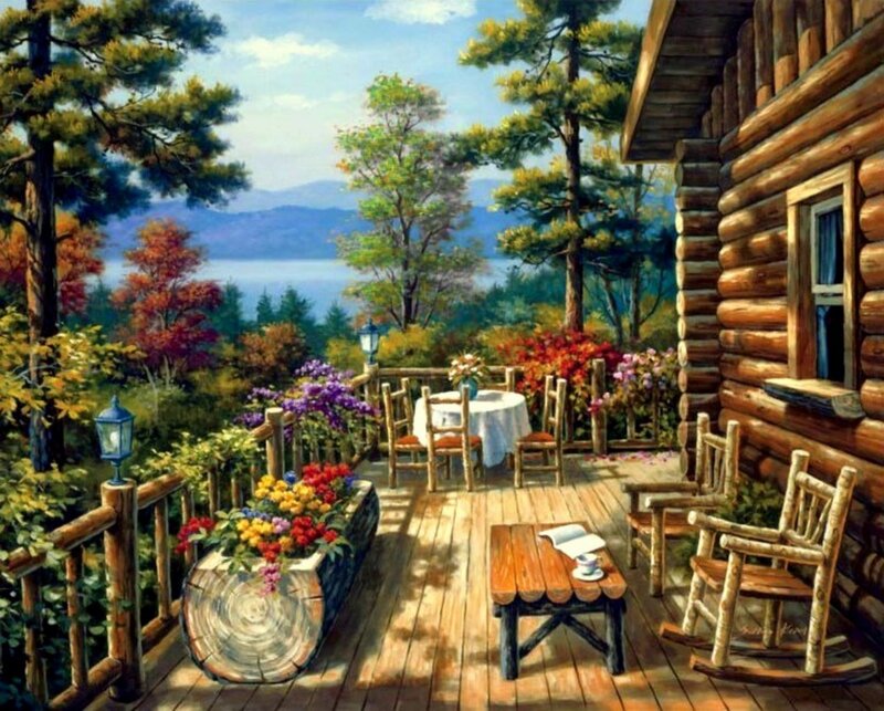 Log Cabin Porch — Brown