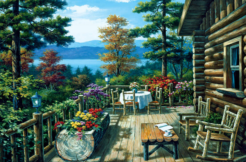 Log Cabin Porch — Green