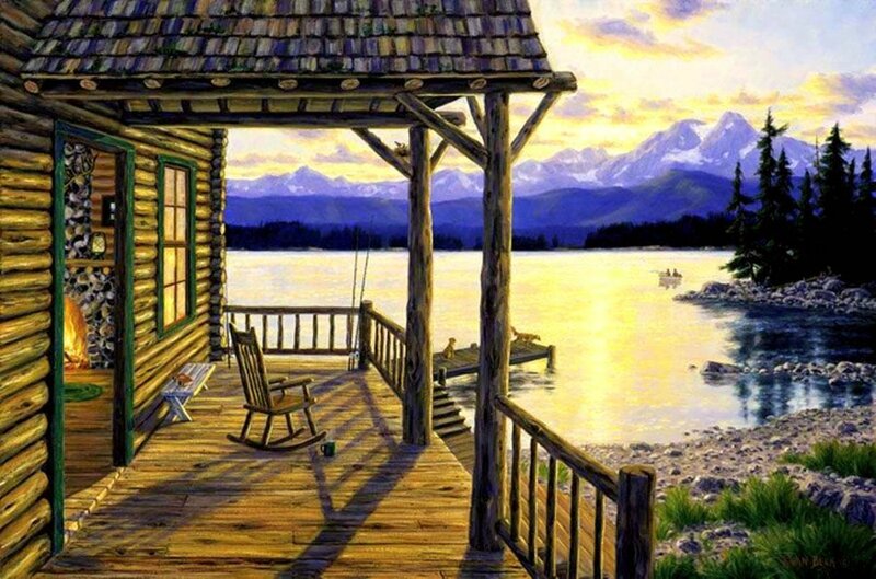 Log Cabin Porch — Yellow