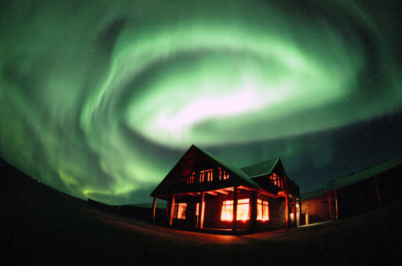Log Cabin under Aurora — Green