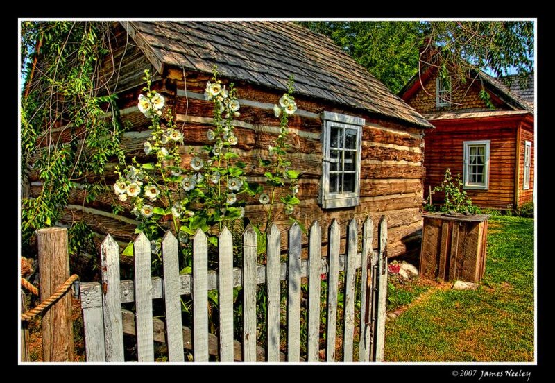 Log Cabin with Flowers