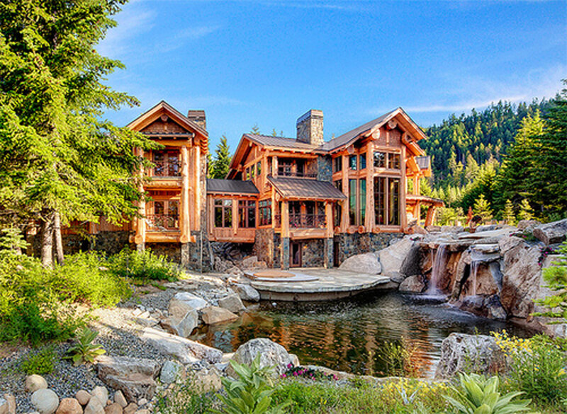 Log Cabin with Pond