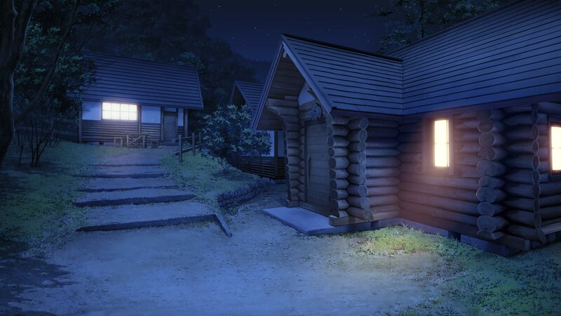 Log Cabins at Night