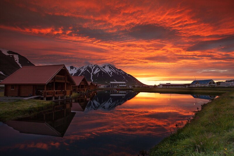 Log Cabins at Sunset