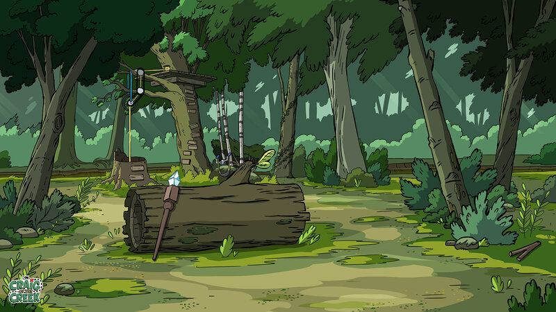 Log with Spear in Forest