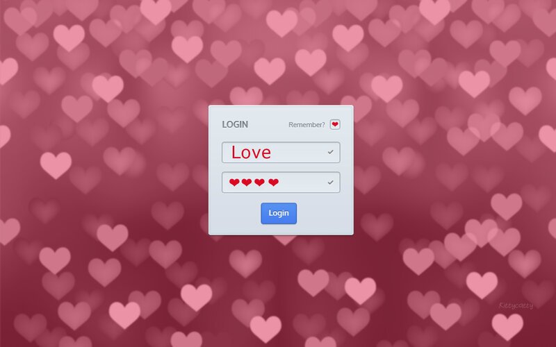 Login Form on Heart Background