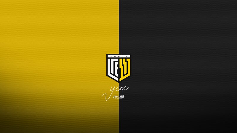 Logo on Split Background — Yellow
