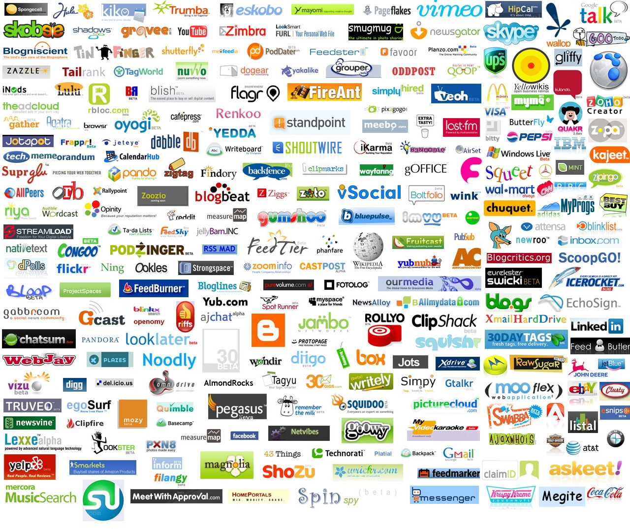 Logos of web services and apps