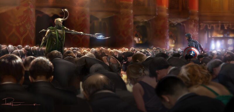 Loki and Captain America — Green, Dramatic