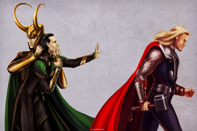Loki and Thor Facing Off