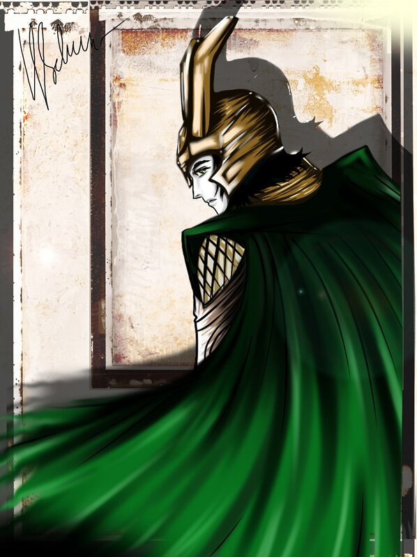 Loki in green cloak