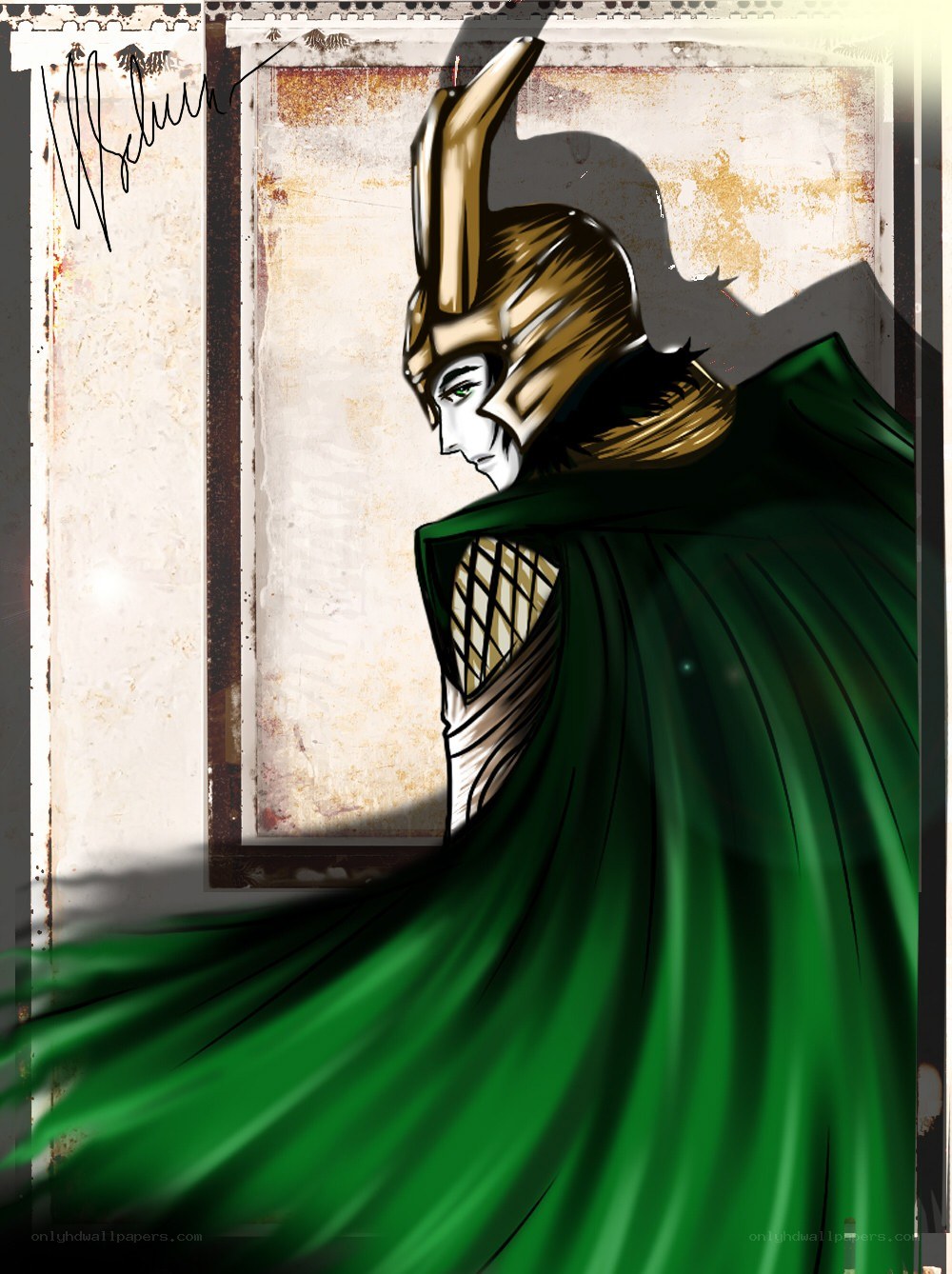 Loki in green cloak