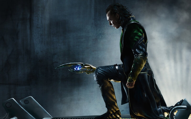 Loki Kneeling with Staff — Black