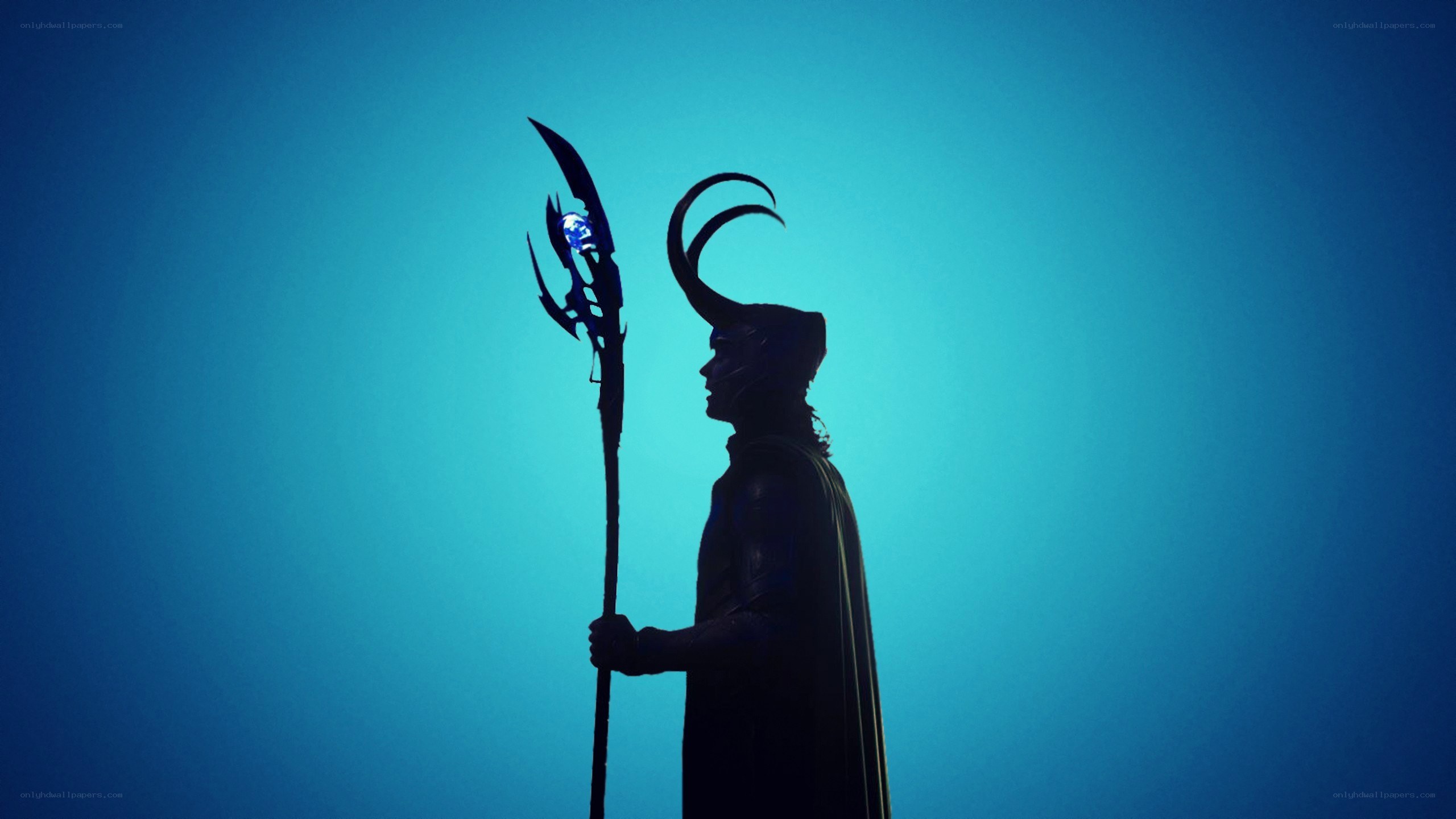 Loki silhouette with staff