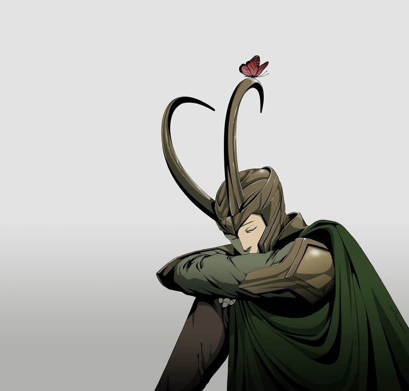 Loki with Butterfly — Green, Calm