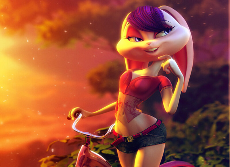 Lola Bunny on a bike