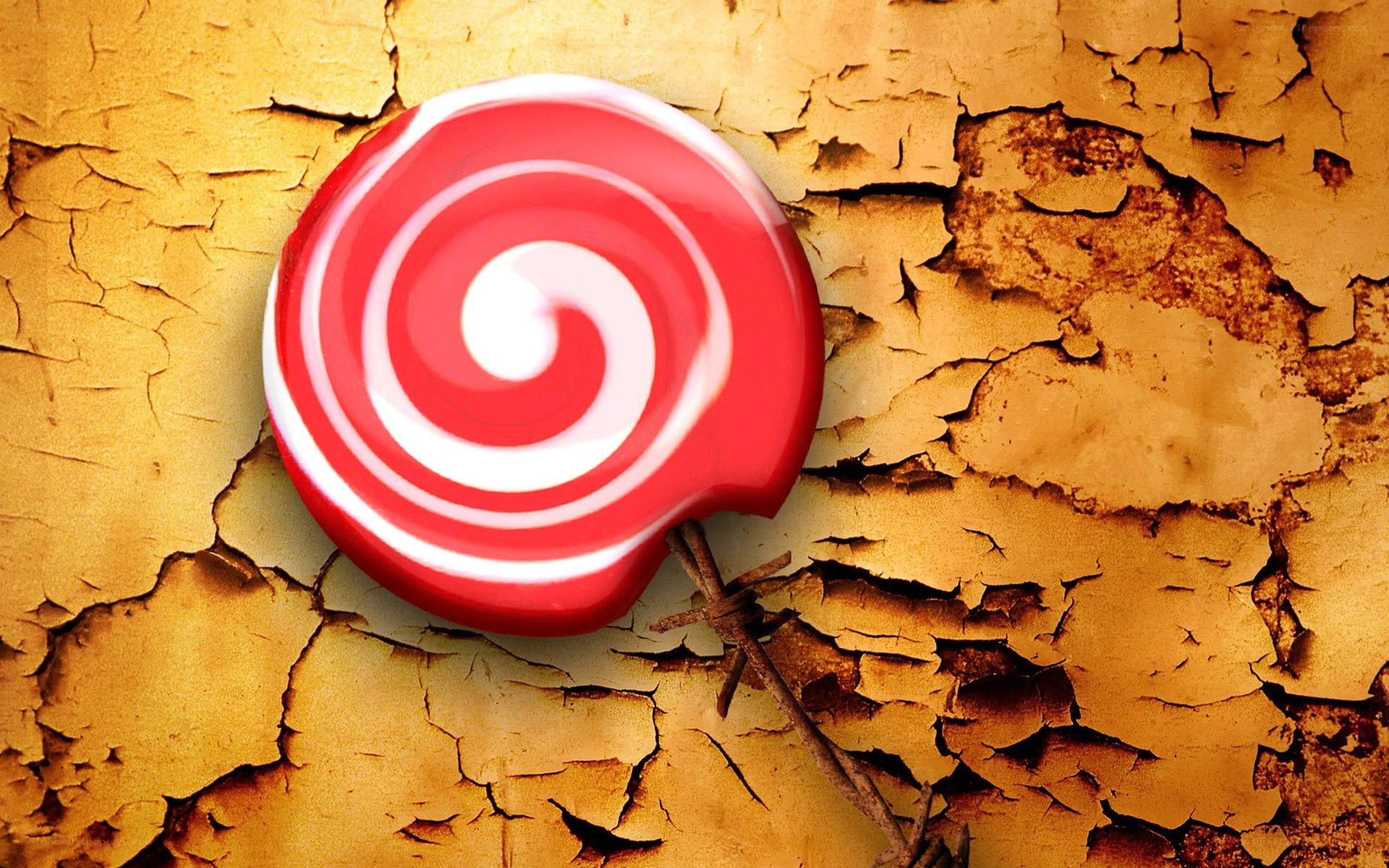 lollipop on cracked ground