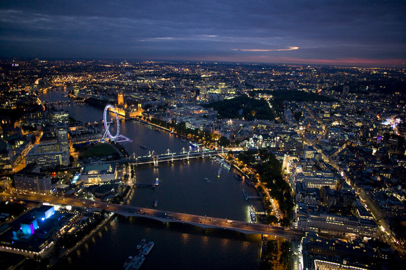 London at night from above