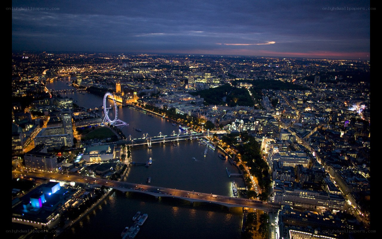 London at night from above