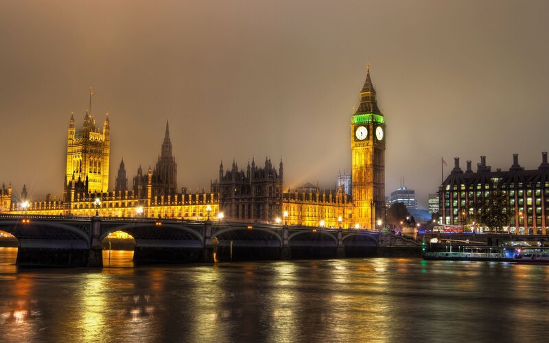London at night with Big Ben
