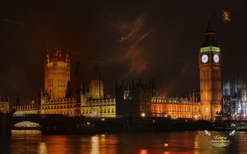 London at night with Big Ben