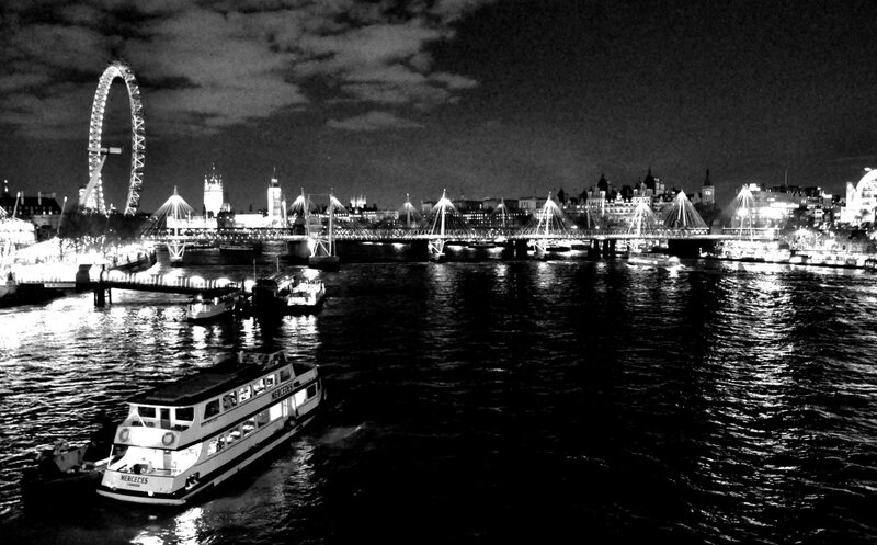 London at night with London Eye