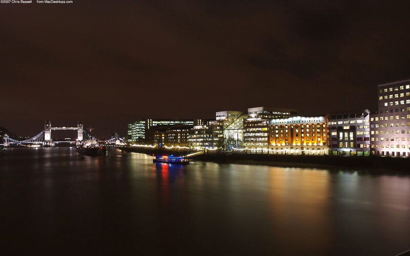 London at night with Tower Bridge